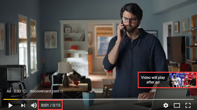 15 second non-skippable ads
