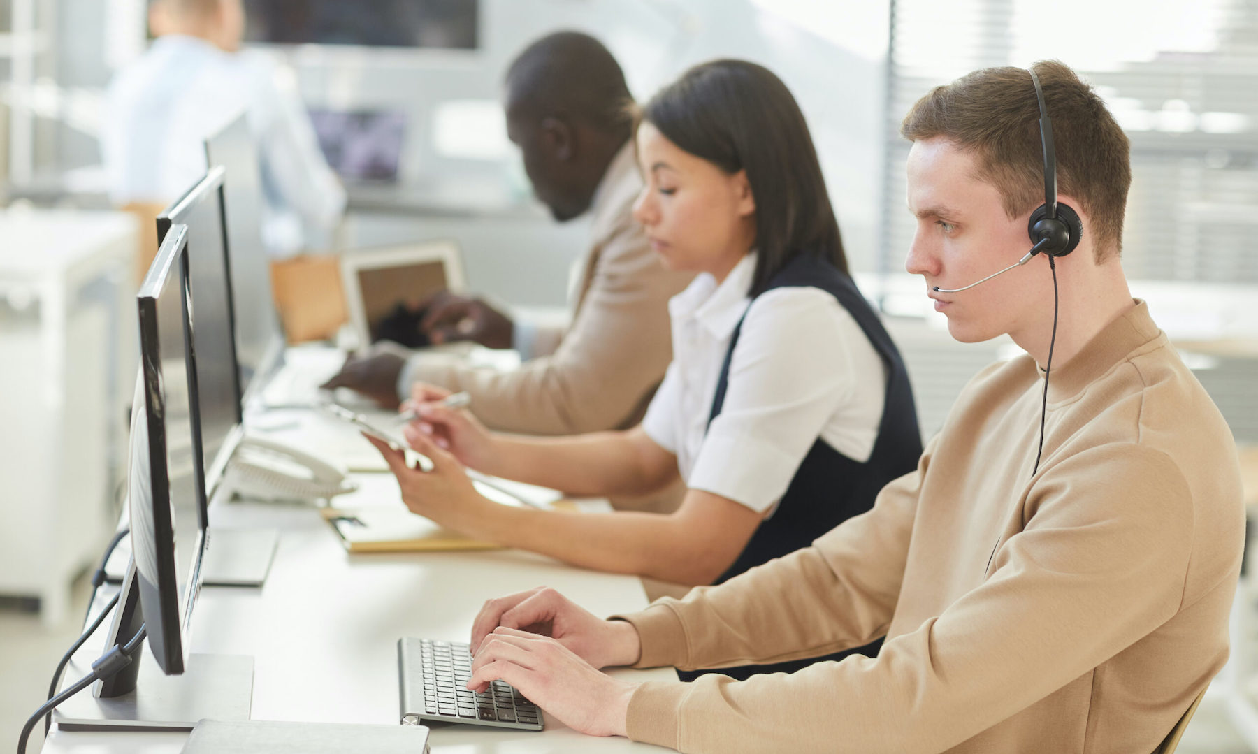 Call center representatives for a home improvement business.