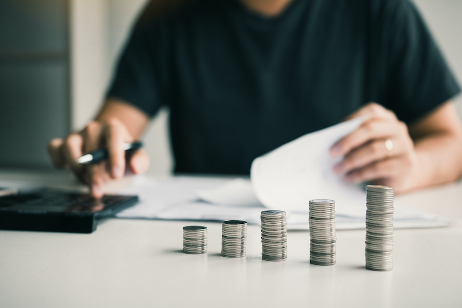 Financial Planning with Coins Calculator and Documents